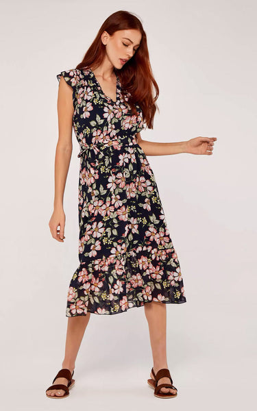 Apricot Smock Floral Midi Dress 628175