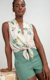 Lez a Lez Printed blouse with front knot 8541L